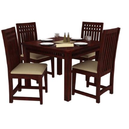 Solid Sheesham Wood 4 Seater Dining Table & Chair Set