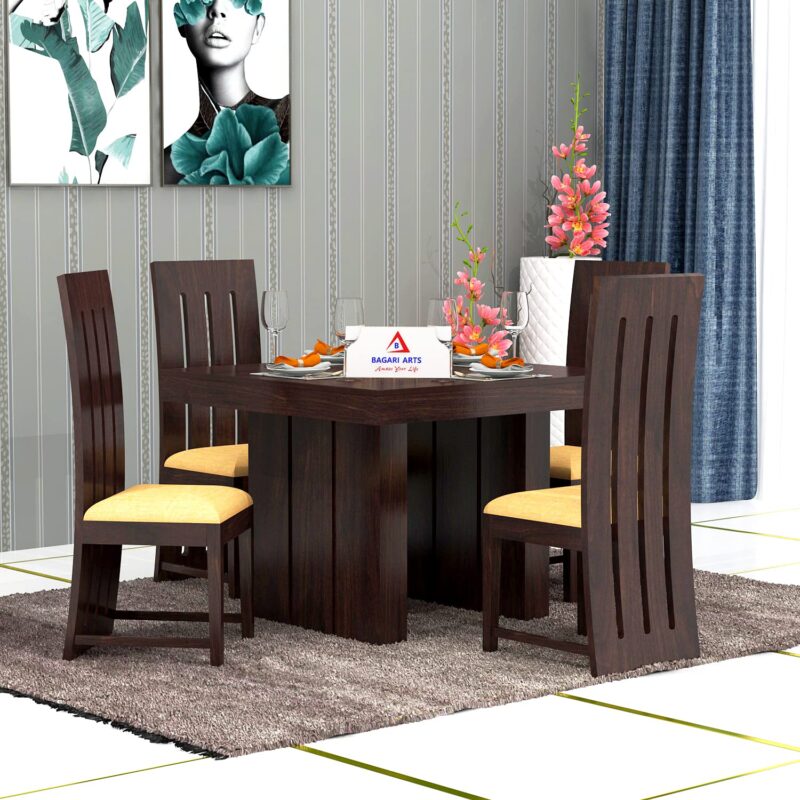 Sheesham Wood 4 Seater Dining Table with Wooden Chairs