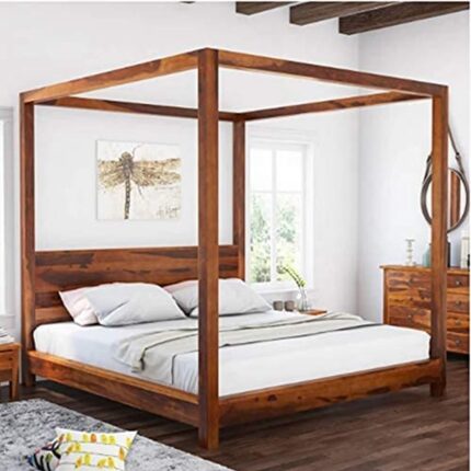 Sheesham Wood King Size Bed - Brown Finish 1