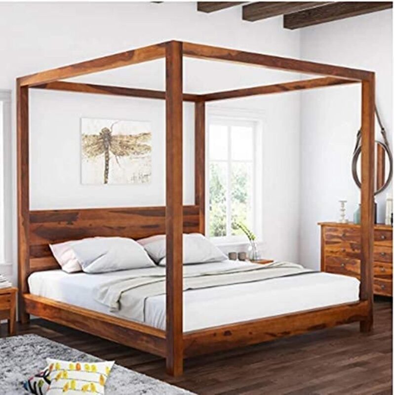 Sheesham Wood King Size Bed - Brown Finish 1