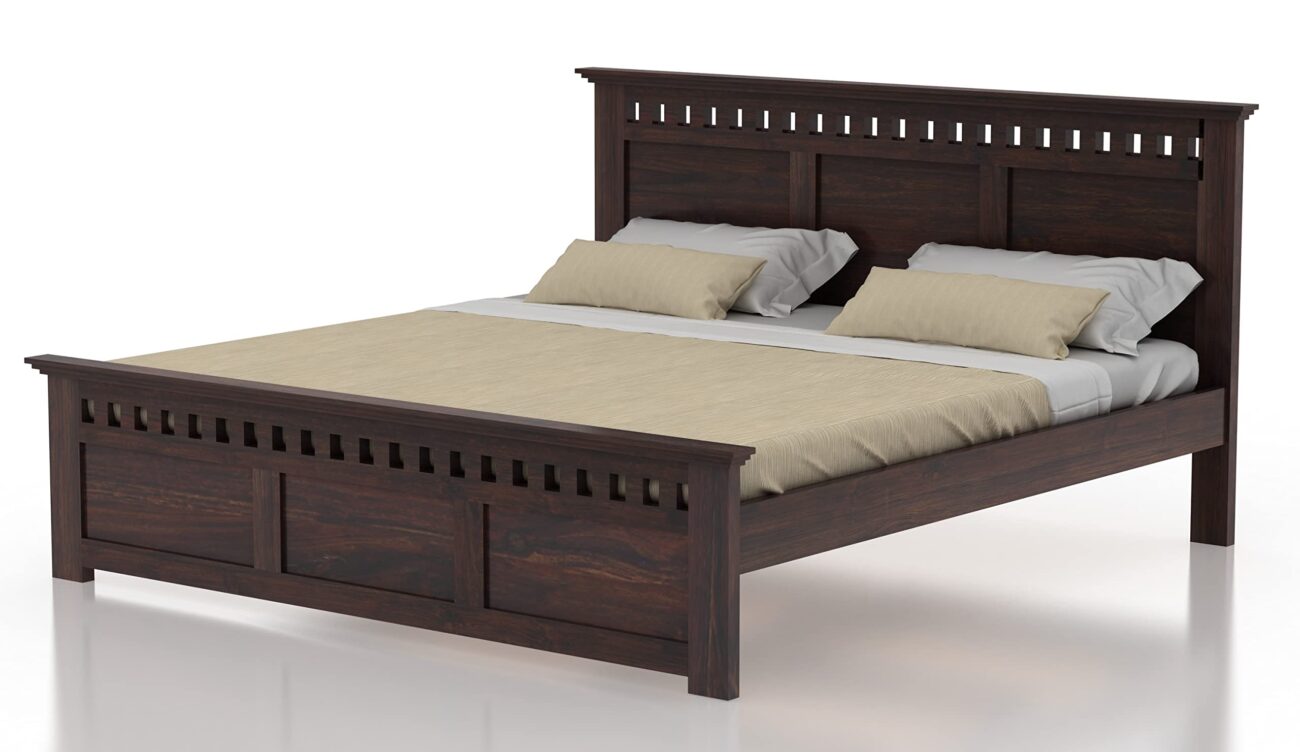 Sheesham Wood King Size Bed - Armania Walnut Finish