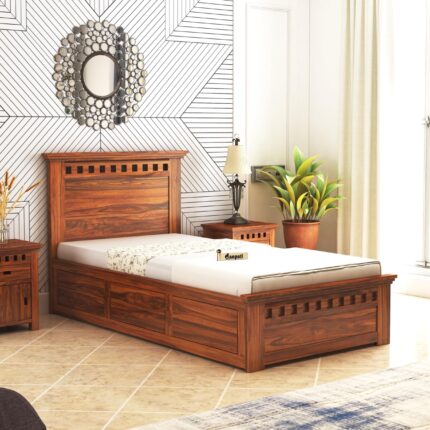 Sheesham Wood Single Bed - Natural Finish