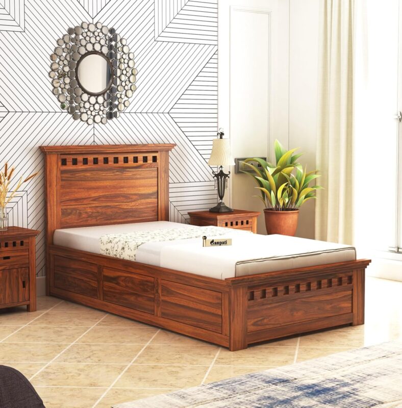 Sheesham Wood Single Bed - Natural Finish