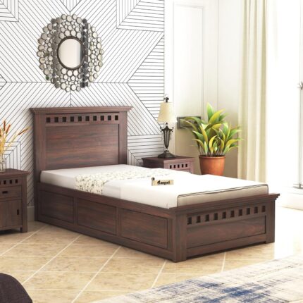 Sheesham Wood Single Bed - Walnut Finish
