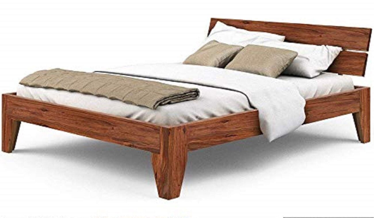 Sheesham Wood Queen Size Bed - Brown