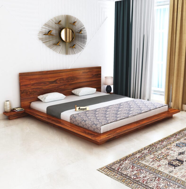 Sheesham Wood King Size Bed - Natural Finish4