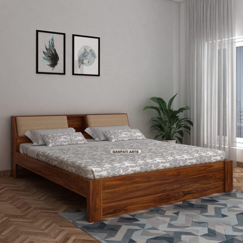 Sheesham King Size Bed - Natural Finish