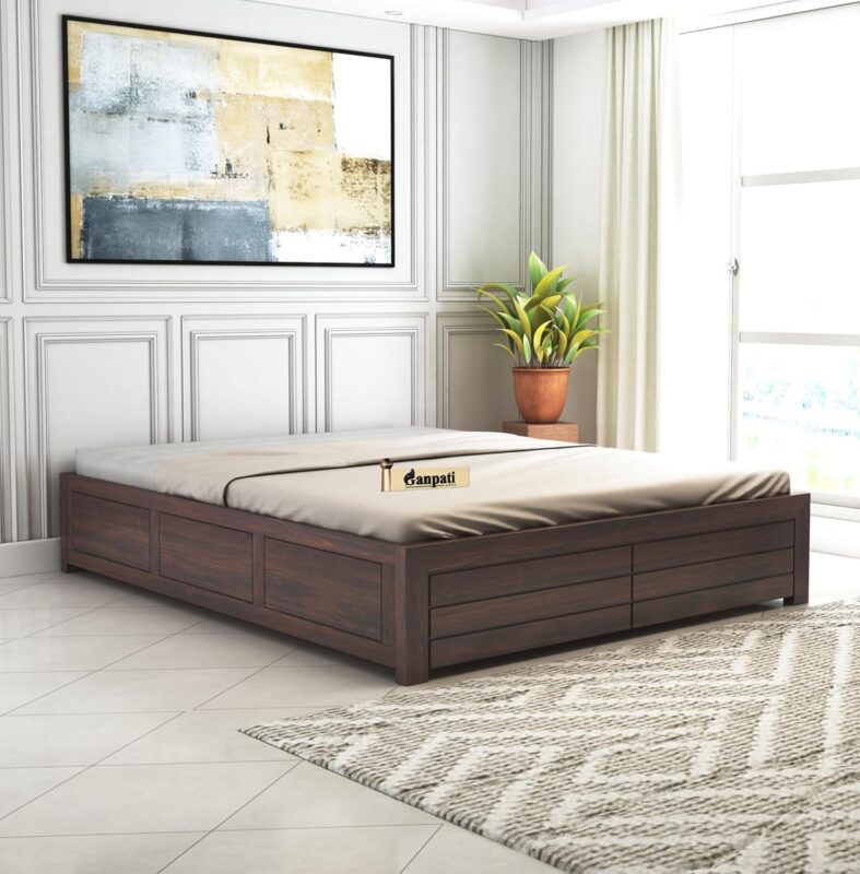 Sheesham Wood King Size Bed - Walnut Finish-Box