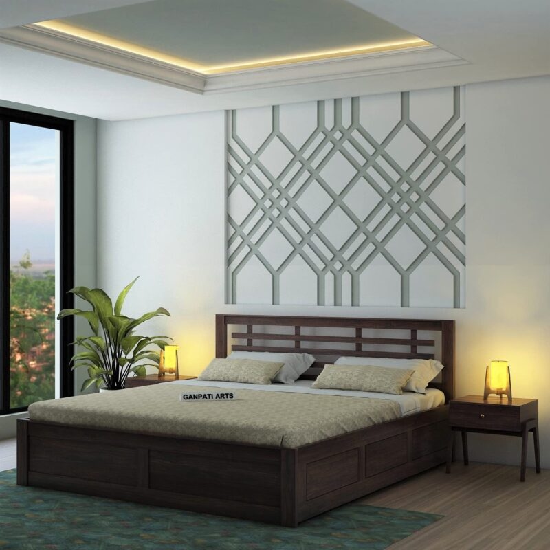 Sheesham Wood King Size Bed - Walnut Finish