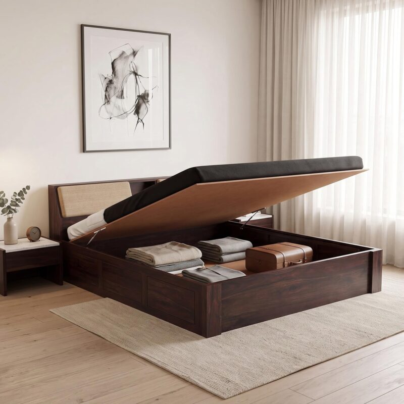 Sheesham Wood King Size Bed - Walnut Finish_HYD