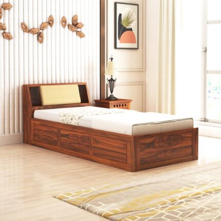 Sheesham Wood Single Bed - Natural Finish