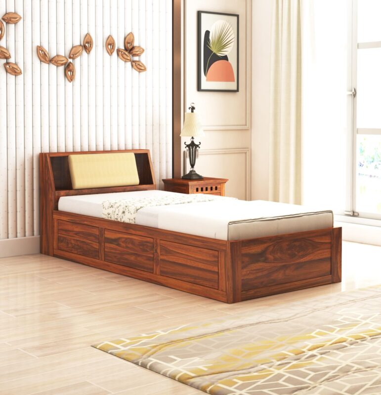 Sheesham Wood Single Bed - Natural Finish