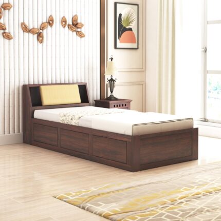 Sheesham Wood Single Bed - Walnut Finish