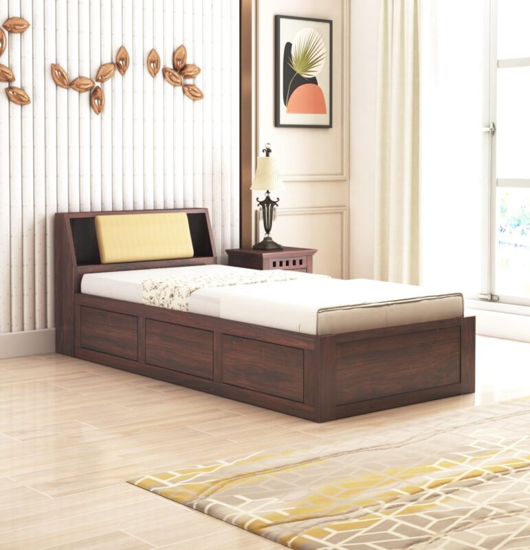Sheesham Wood Single Bed - Walnut Finish