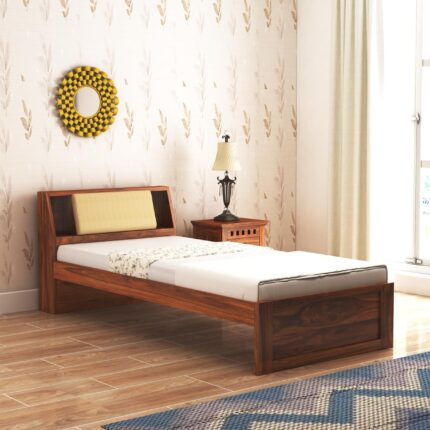 Sheesham Wood Single Bed - Natural Finish