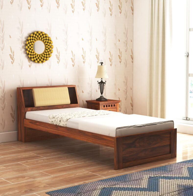 Sheesham Wood Single Bed - Natural Finish