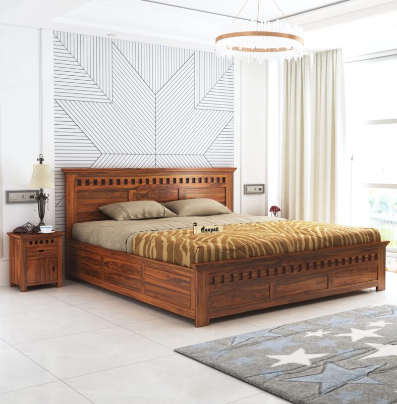 Sheesham King Size Bed - Natural Finish_BOX