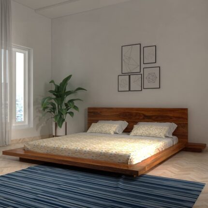 Sheesham Wood King Size Bed - Natural Finish