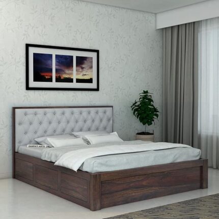 Sheesham Wood King Size Bed with Storage – Ganpati Arts