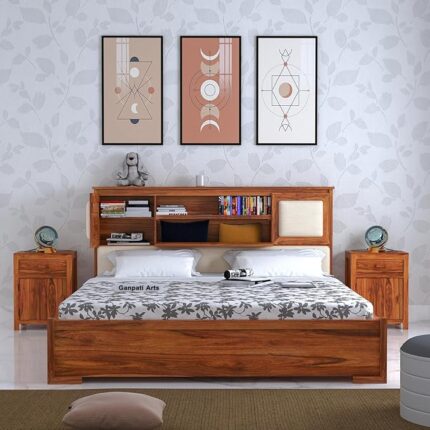 Ganpati Arts Maharaja Queen Bed with Storage - Sheesham Wood