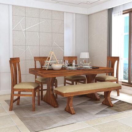 Sheesham Wood 6-Seater Dining Table Set for Homes