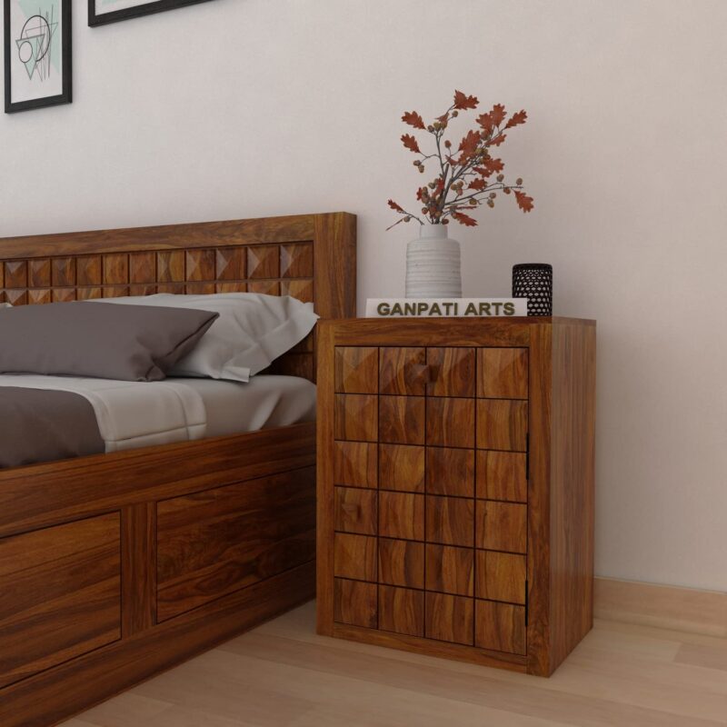 Sheesham Wood Bedside Table with Storage Drawer