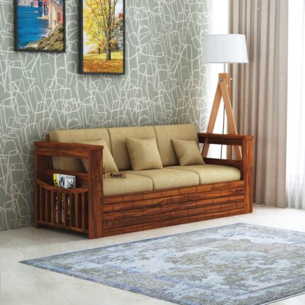 Solid Sheesham Wood Cherish 3 Seater Sofa Natural Brown