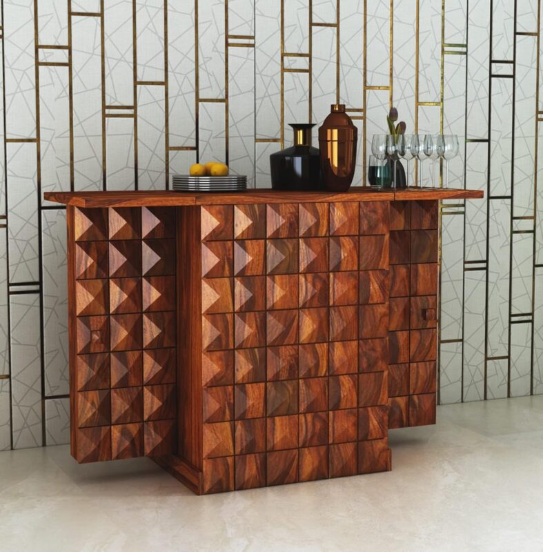 Ganpati Arts Sheesham Wood Bar Cabinet with Storage for Living Room