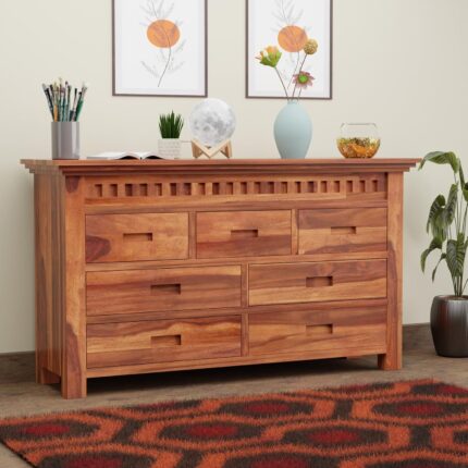 Solid Sheesham Wood 7 Drawer Cabinet for Bedroom & Living Room