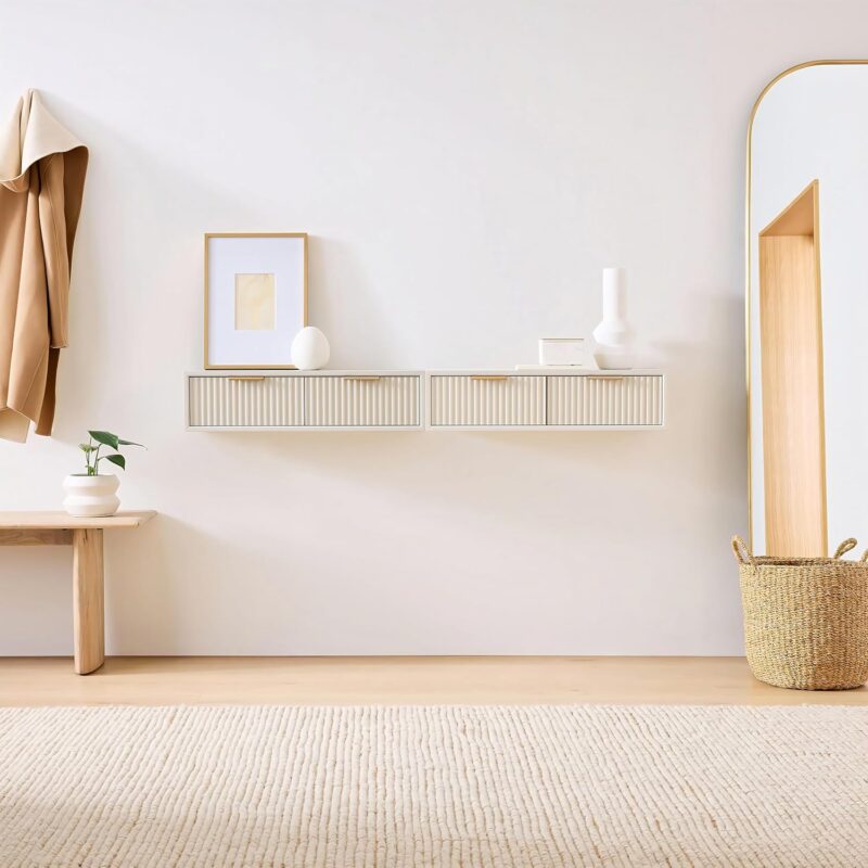 Premium White Wall Cabinet with 2 Drawer Storage for Kitchens