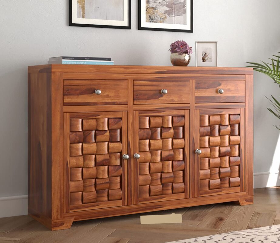 GCA1 WOODZONE Solid Sheesham Wood Sideboard | Honey Finish