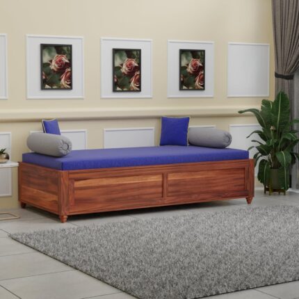 WOODTREND Sheesham Wood 3 Seater Diwan Bed with Storage