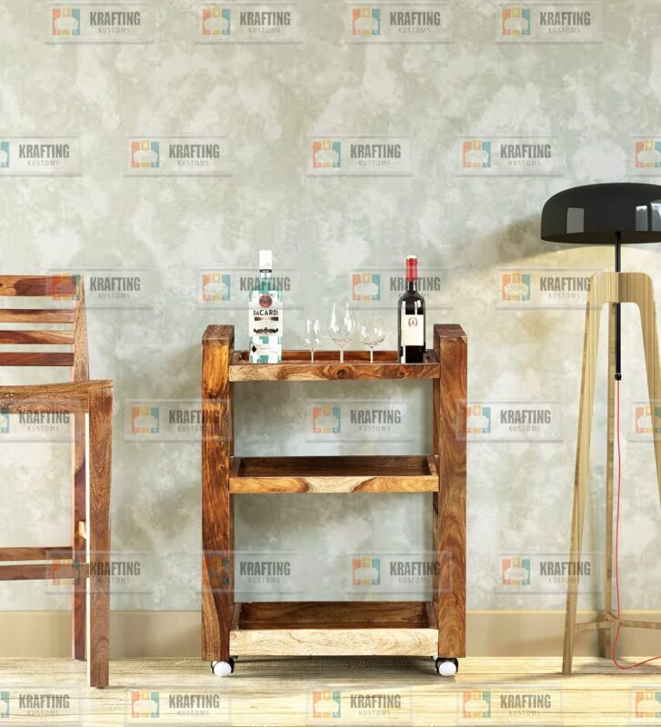 WOODTREND Solid Wood Bar Trolley