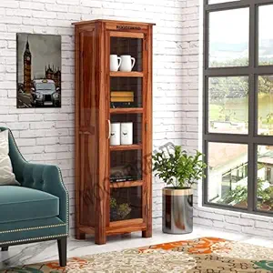 Solid Sheesham Wood Kitchen Cabinet | Honey Finish