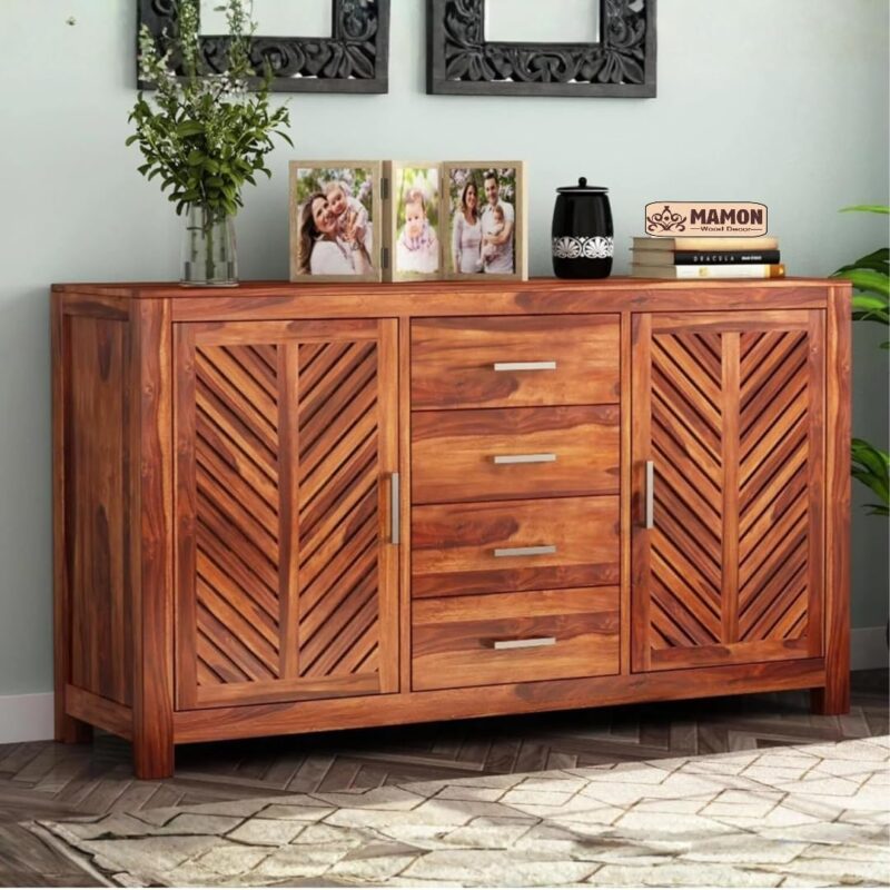 4 Drawers & 2 Shelves Storage Wood Cabinet - Walnut Finish, Pre-Assembled