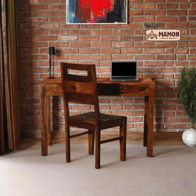 Solid Sheesham Wood Study Table (Wide) for Students & Professionals - Natural Finish