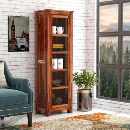 Sheesham Wood Multipurpose Book Shelf - Teak Brown, Pre-Assembled