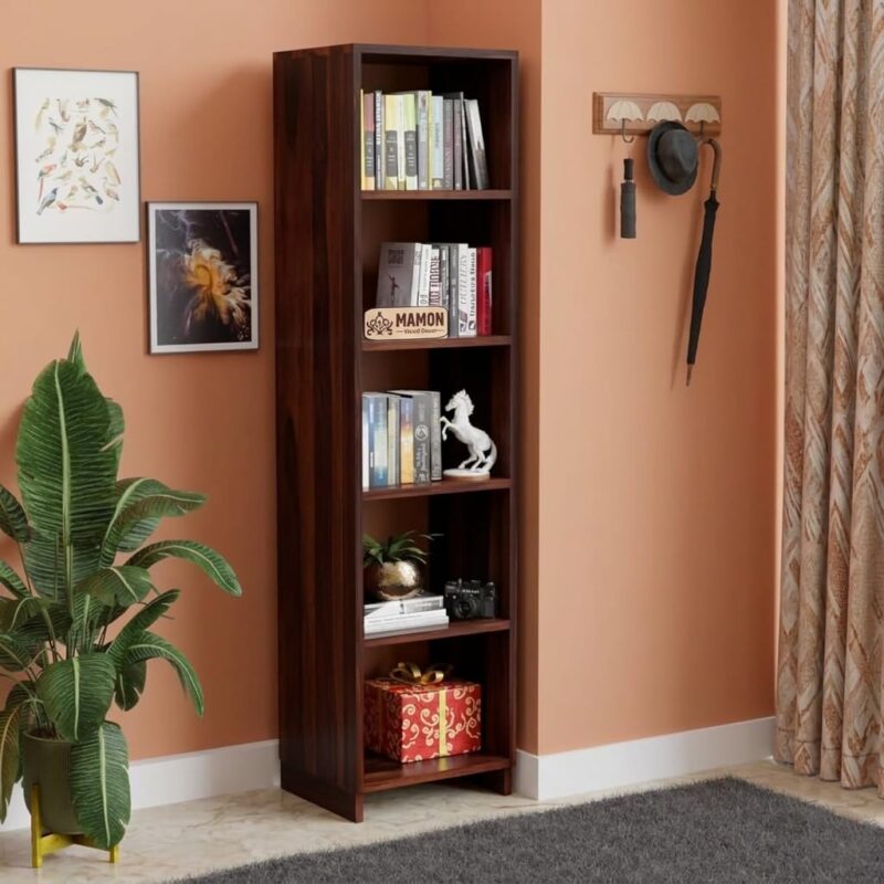 Tall Multipurpose Book Shelf with 5 Shelves - Warm Cherry Finish
