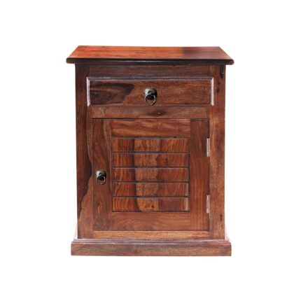 Sheesham Wood Bedside Table with 1 Drawer & 1 Shelf - Honey Finish