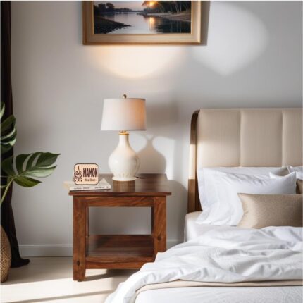 Sheesham Wood Bedside Table - Natural Finish