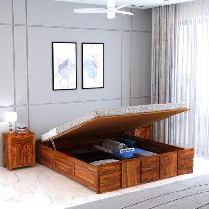 Sheesham Wood King Size Bed - Natural Finish