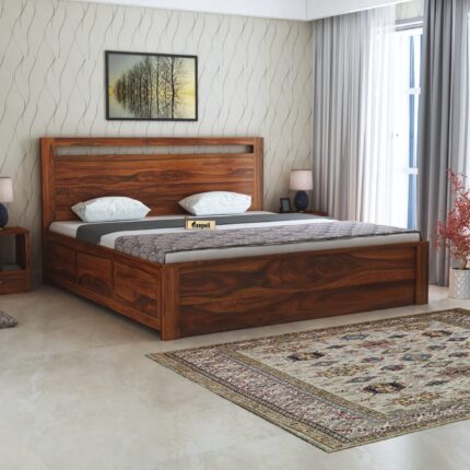 Sheesham Queen Size Bed - Natural Finish ()