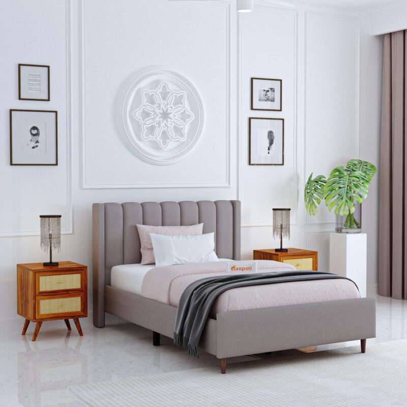 Sheesham Wood Single Bed - Grey