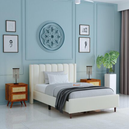 Sheesham Wood Single Bed - Off White