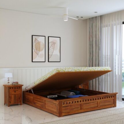Sheesham Wood King Size Bed - Natural Finish