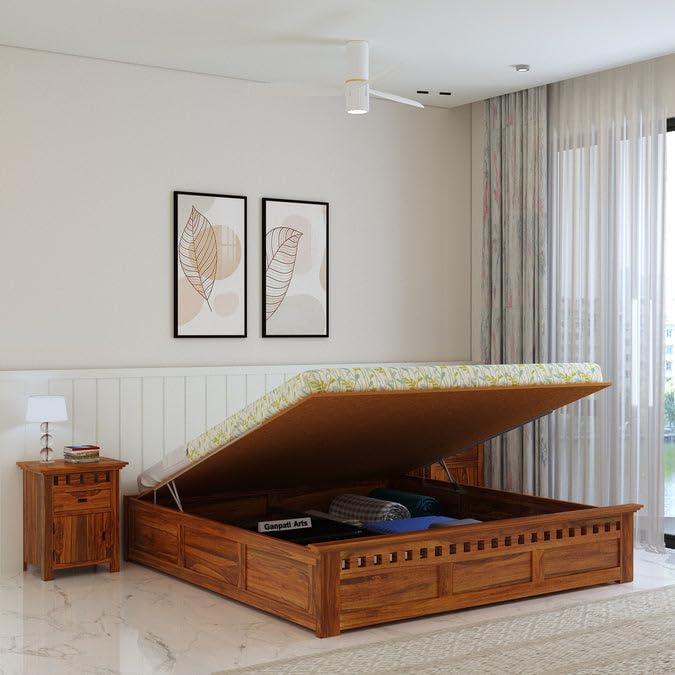 Sheesham Wood King Size Bed - Natural Finish
