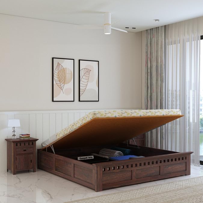 Sheesham Wood King Size Bed - Walnut Finish