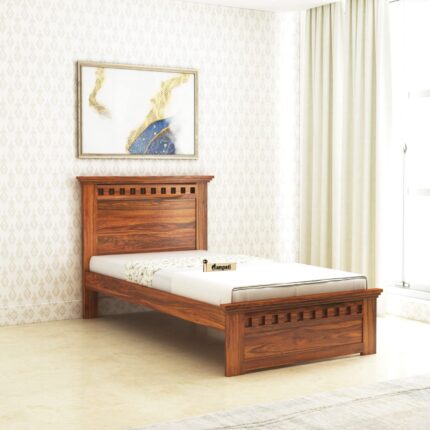 Sheesham Wood Single Bed - Natural Finish