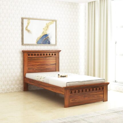 Sheesham Wood Single Bed - Natural Finish