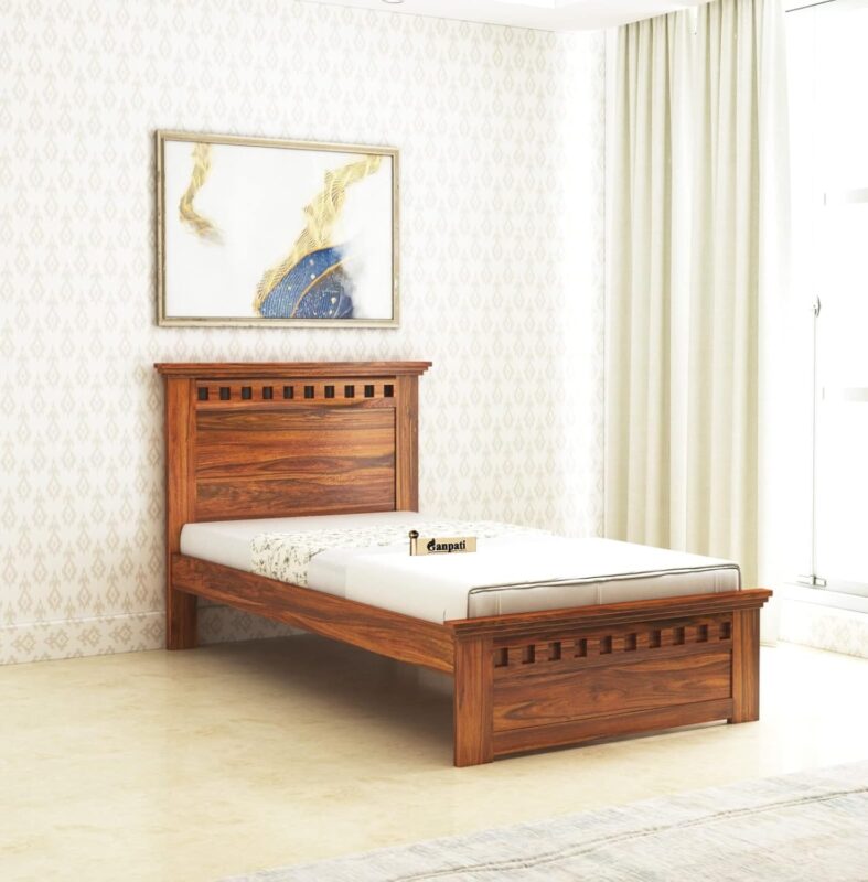 Sheesham Wood Single Bed - Natural Finish